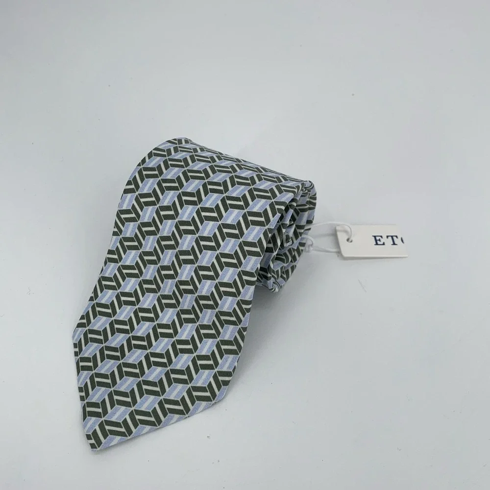 Eton Tie Mens One Size Multi Patterned Silk Classic‎ Luxury Necktie Italy Made